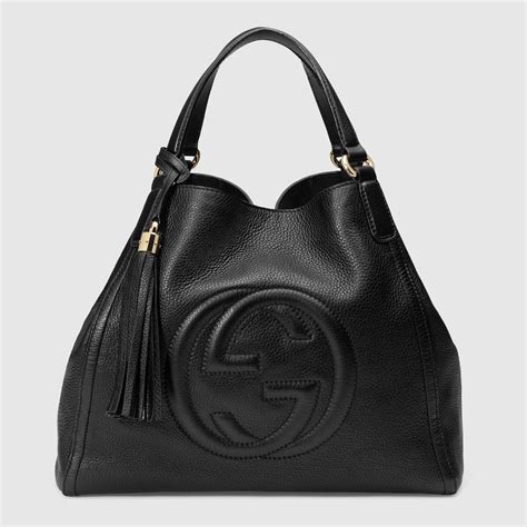 gucci black leather soho bag|Gucci soho shoulder bag white.